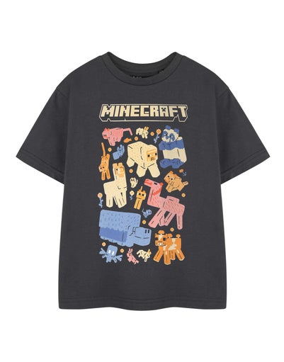 Minecraft Kids Grey Animals T-Shirt (3-14 Years)