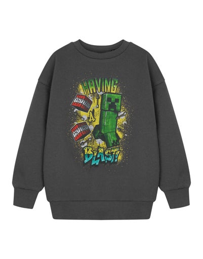 Minecraft Kids Grey Having A Blast Sweatshirt (3-14 Years)