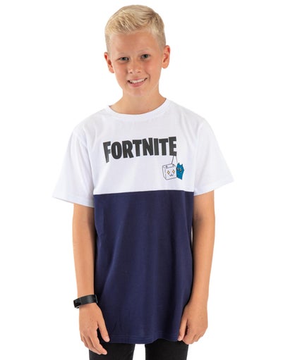 Fortnite Kids Colour Block Logo White T-Shirt (11-16 Yrs)