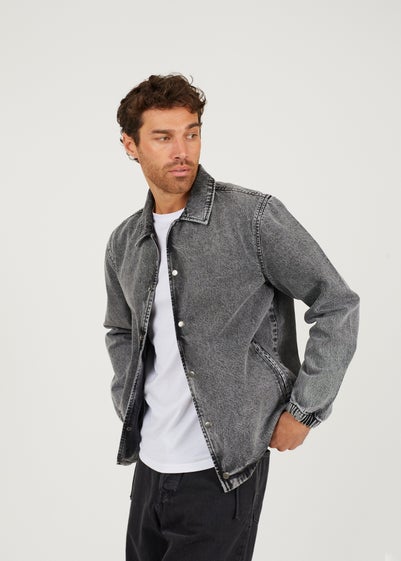 Brave Soul Grey Denim Coach Style Jacket