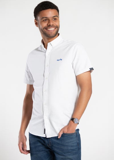 Tokyo Laundry White Cotton Short Sleeved Button-Up Oxford Shirt