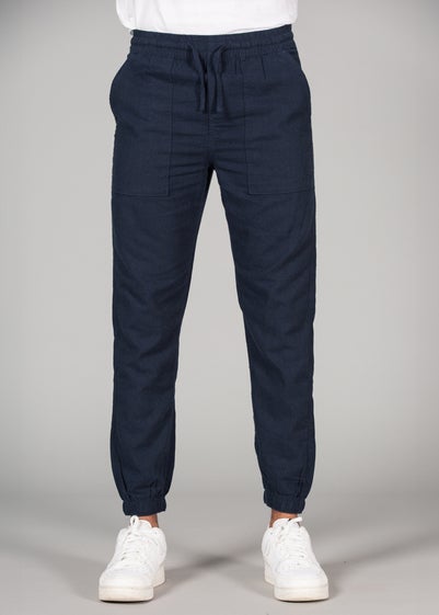 Tokyo Laundry Navy Linen Blend Classic Fit Trousers