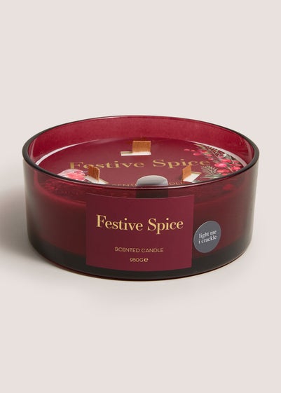 Red Wooden Wick Festive Spice Candle