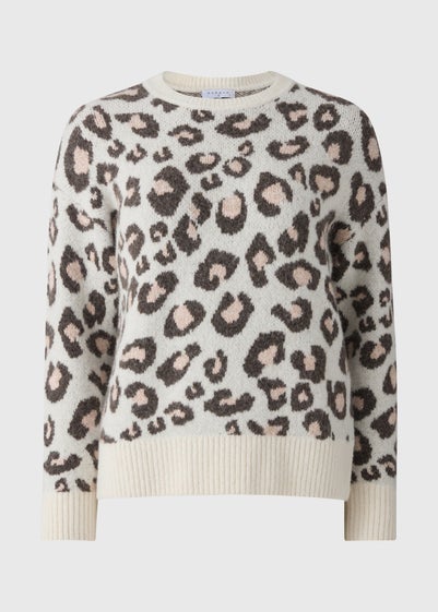Cream Animal Print Jacquard Jumper