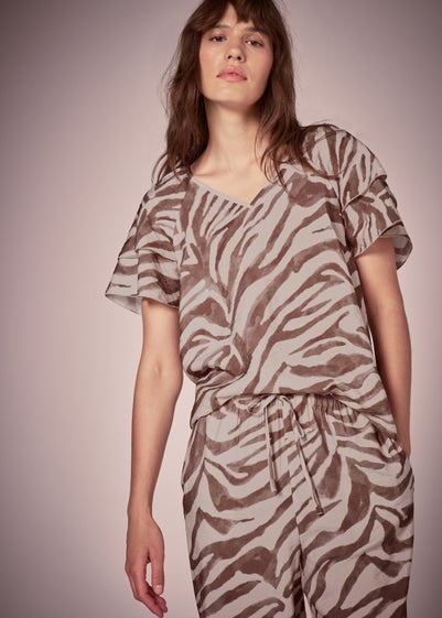 Et Vous Brown Zebra Co-Ord Tea Top