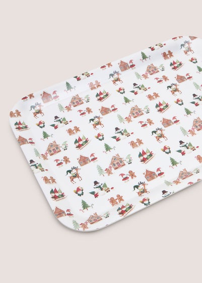 Multi Christmas Mistletoe Farm Tea Tray