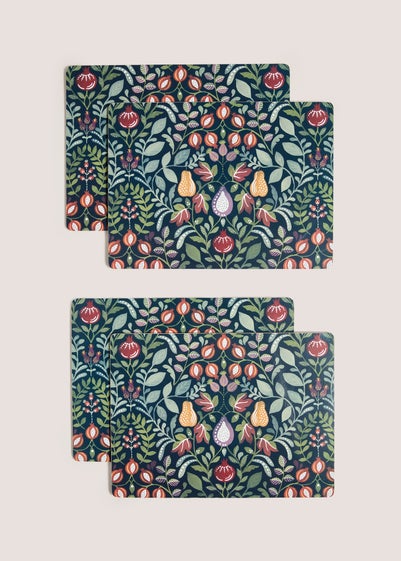 4 Pack Folk Harvest Corkback Placemats