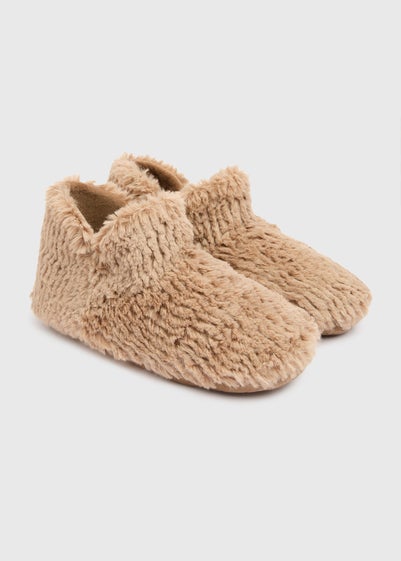 Brown Faux Fur Slipper Boots