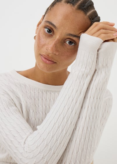 Cream Knitted Babycable Jumper