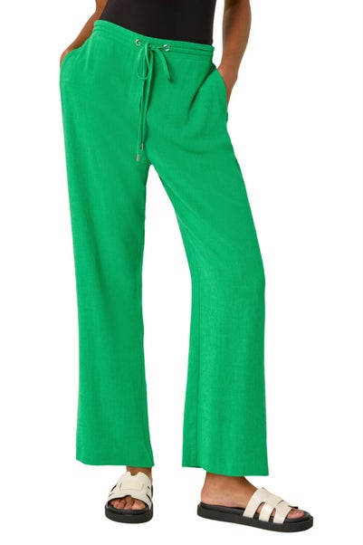 Roman Green Full Length Linen Trousers