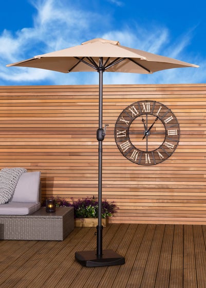 Charles Bentley Garden Patio Market Umbrella Parasol Crank Function Beige