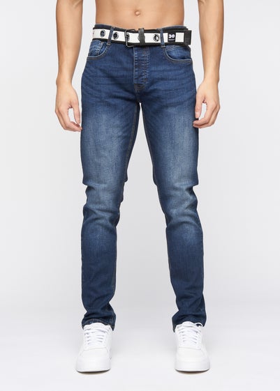 Crosshatch Tinted Blue Barbeck Slim Fit Denim