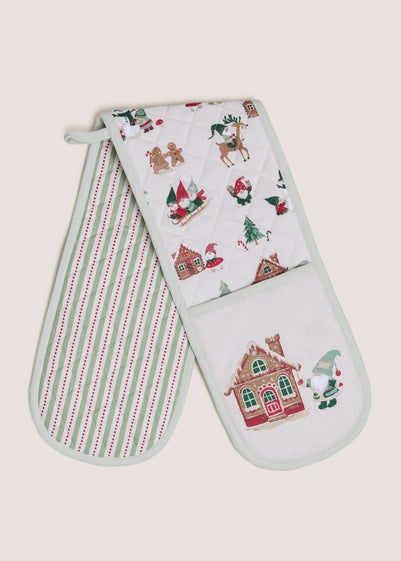 Green Mistletoe Farm Christmas Oven Gloves