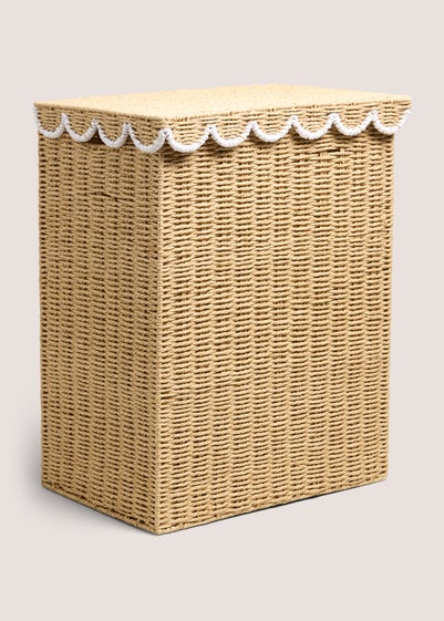 Natural Scallop Edge Laundry Basket