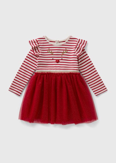 Girls Red Reindeer Tutu Dress (1-7yrs)