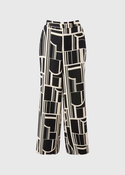 Black Geo Mono Straight Leg Co Ord Trousers