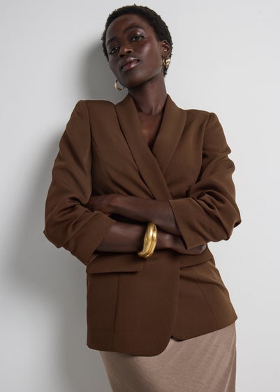 Et Vous Brown Rolled Sleeve Blazer