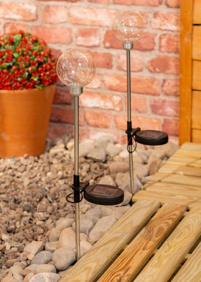 ValueLights Solar 2 Pack Fairy Light Spike Lights With Integrated LED's