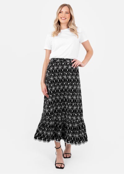 Lovedrobe Black Broderie Midaxi Skirt