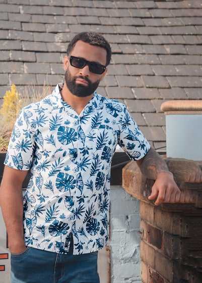Tokyo Laundry White Cotton Printed Poplin Short Sleeve Shirt