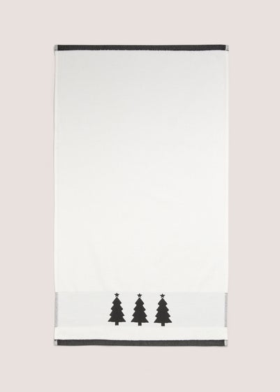 Black Mono Tree Hand Towel