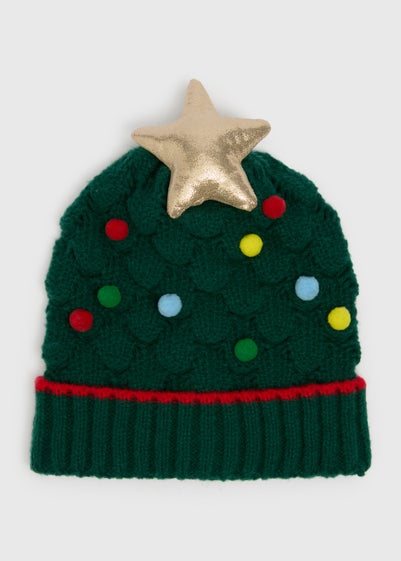 Kids Green Christmas Tree Beanie (3-13yrs)
