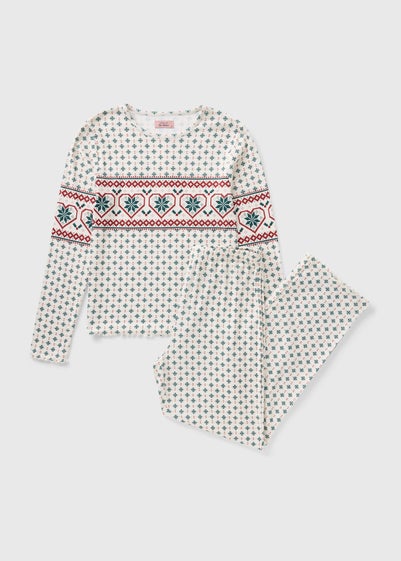 Cream Fairisle Pointelle Pyjama Set