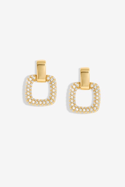 Jon Richard Gold Plated Micro Pave Door Knocker Earrings