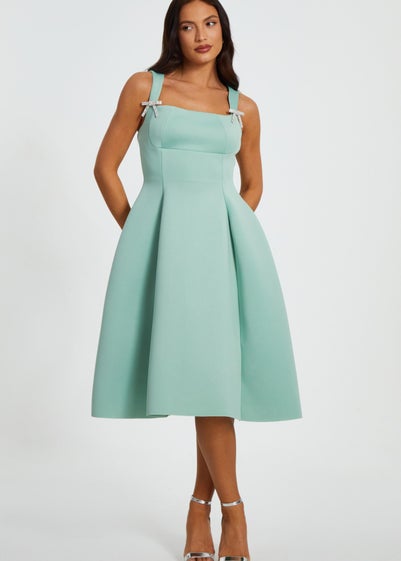 Quiz Sage Diamante Bow Midi Dress