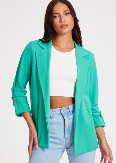 Quiz Green Ruched Sleeve Blazer