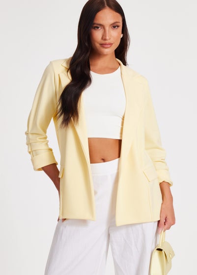 Quiz Yellow Ruched Sleeve Blazer