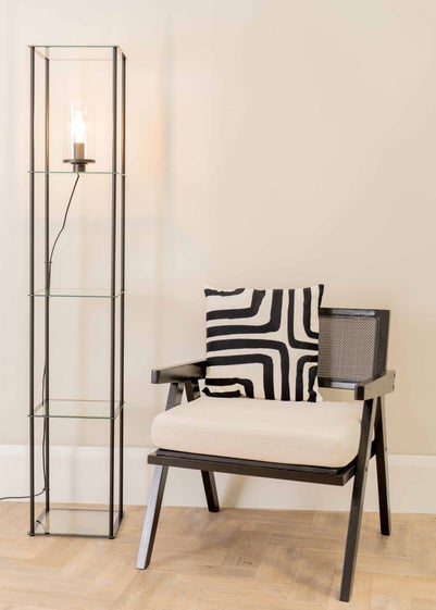ValueLights Gobie  Black Floor Lamp with Clear Drum Shade (169cm x 30cm x 30cm)