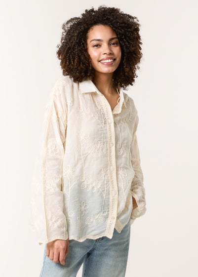 Blue Vanilla Stone Flower Print Shirt