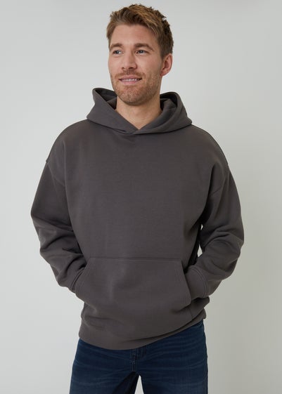 Threadbare Dark Grey Relaxed Fit Pullover Hoodie