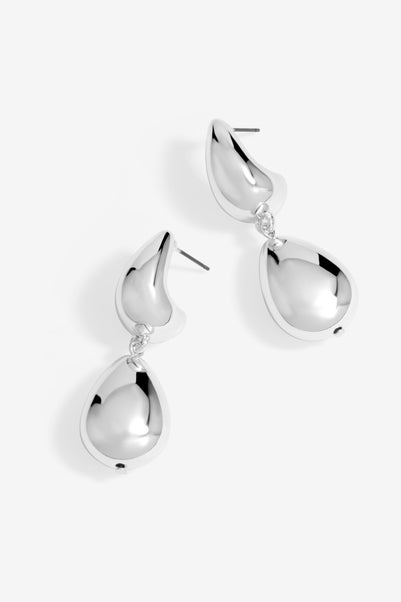 Mood Silver Polished Dome Orb Hoop Earrings