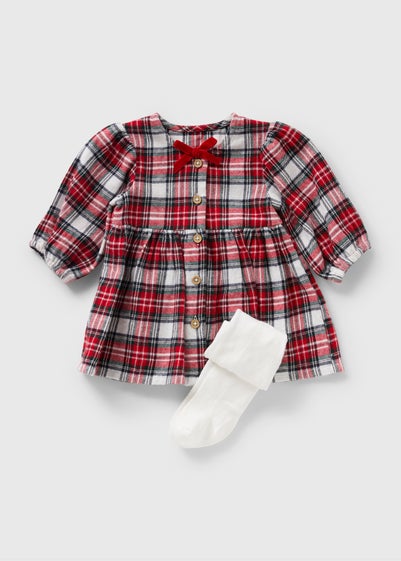 Baby Red Check Dress & Tights Set (Newborn-23mths)