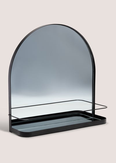 Black Metal Mirror With Shelf