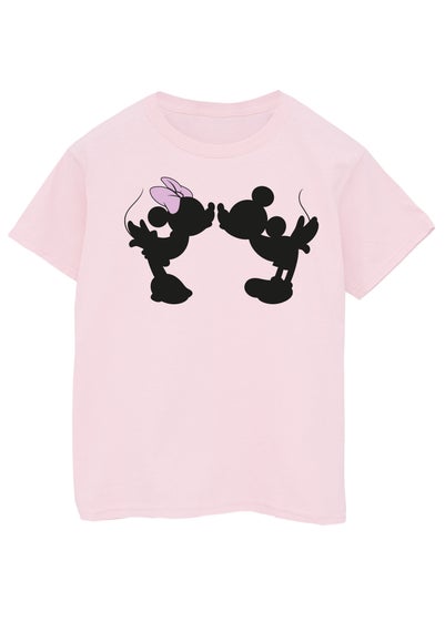 Disney Mickey Mouse Minnie Kiss Silhouette Girls Pink Graphic T-Shirt (3-13 Years)