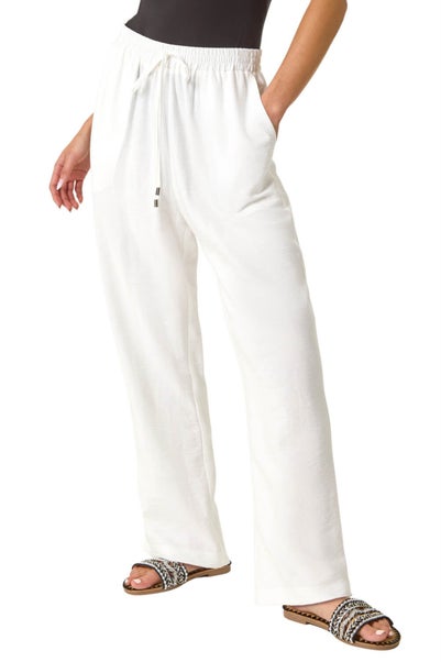 Roman White Petite Textured Pocket Trouser