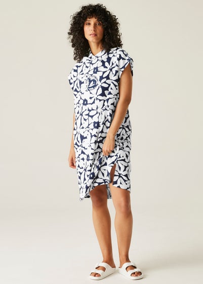 Regatta Navy/White Large Floral Adult Towel Robe