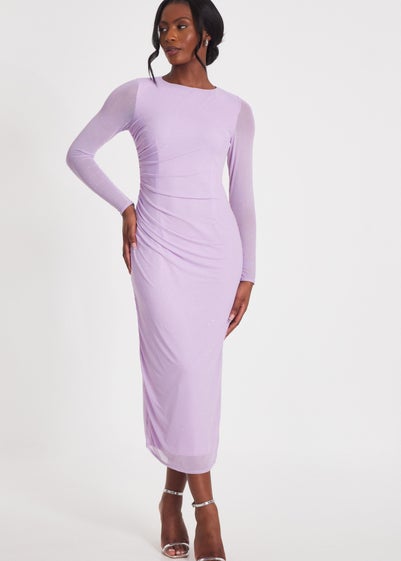 Quiz Lilac Mesh Diamante Midaxi Dress