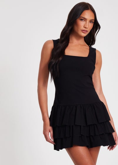Quiz Black Ruffle Mini Dress