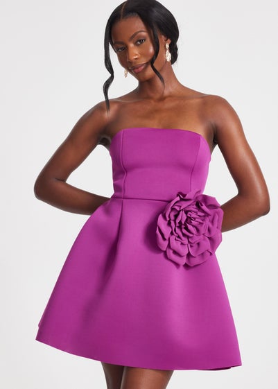 Quiz Purple Strapless Mini Dress