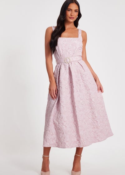 Quiz Pink Jacquard Midi Dress