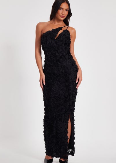Quiz Black One Shoulder Floral Maxi Dress