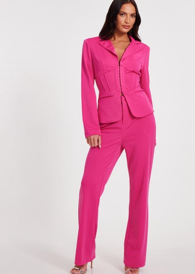 Quiz Pink Woven Flared Trousers