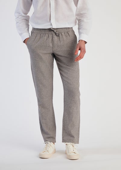 Tokyo Laundry Grey Linen Blend Straight Leg Trousers