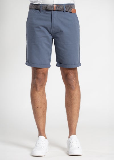 Tokyo Laundry Light Blue Cotton Belted Chino Shorts