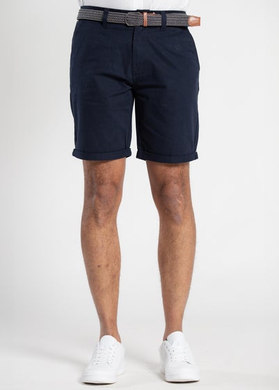 Tokyo Laundry Navy Cotton Belted Chino Shorts