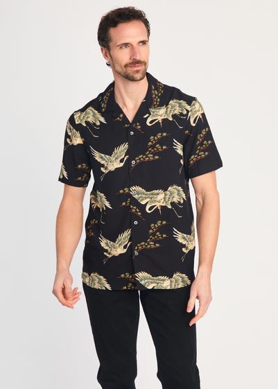 French Connection Navy Bird Print Short Sleeve Shirt
